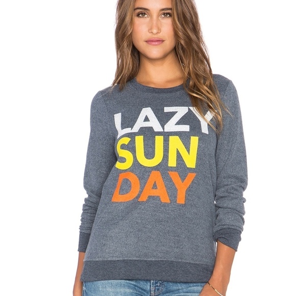 Chaser Tops - Chaser Lazy Sunday Crewneck Sweatshirt Womens S
